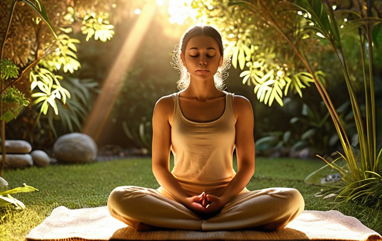 **A person meditating, bathed in soft, golden light, symbolizing inner peace and intuition. Perhaps in a serene garden setting.** (Focus: Inner peace, intuition, meditation)