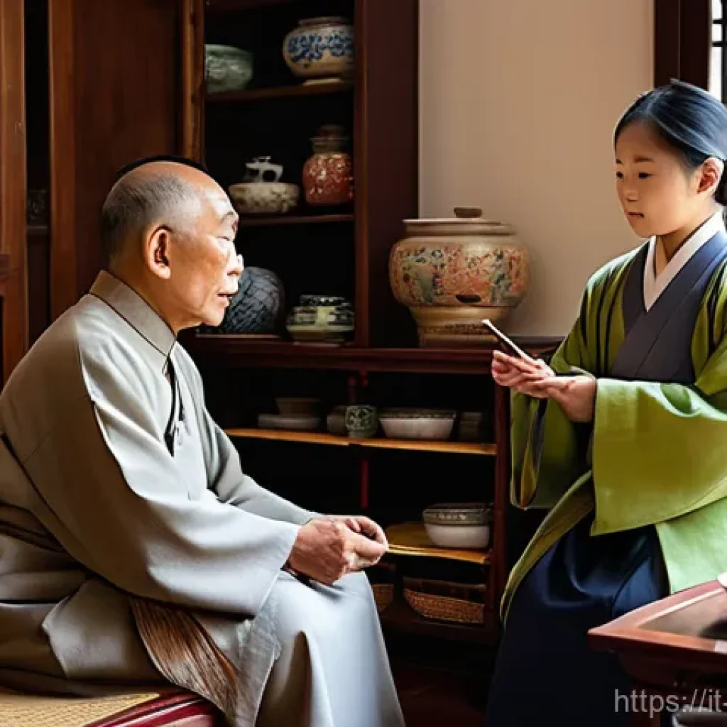 유교와 기독교 비교 - **Prompt:** A serene and warmly lit indoor scene depicting a multi-generational East Asian family. A...