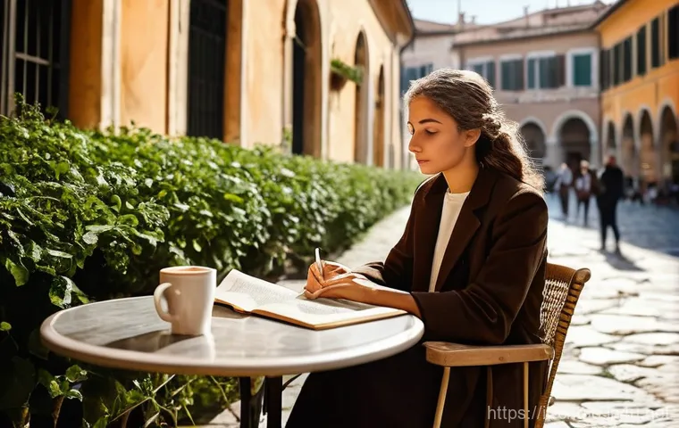 유교와 학문 발전 - **"Ancient Wisdom in Modern Italian Life":** A serene Italian piazza, bustling with daily life, yet ...