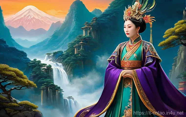 도교 신들의 목록 - **The Three Pure Ones in Celestial Harmony**
    An ethereal, high-definition, wide-shot illustratio...