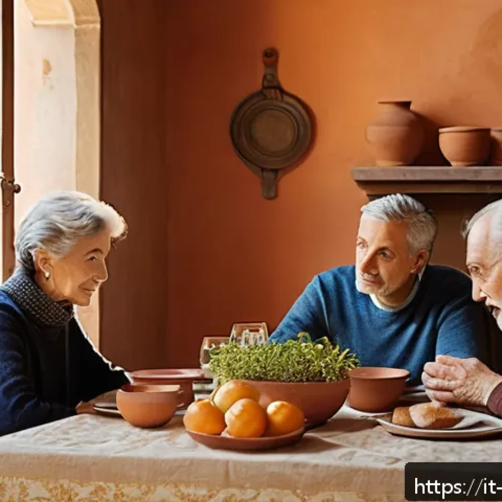 공자의 생애 - A serene family scene set in a traditional Italian home with warm natural light streaming through wi...