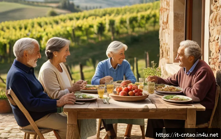 유교 경전 종류 - A serene Italian family scene in a warm, traditional Tuscan home, depicting three generations&mdash;grandp...